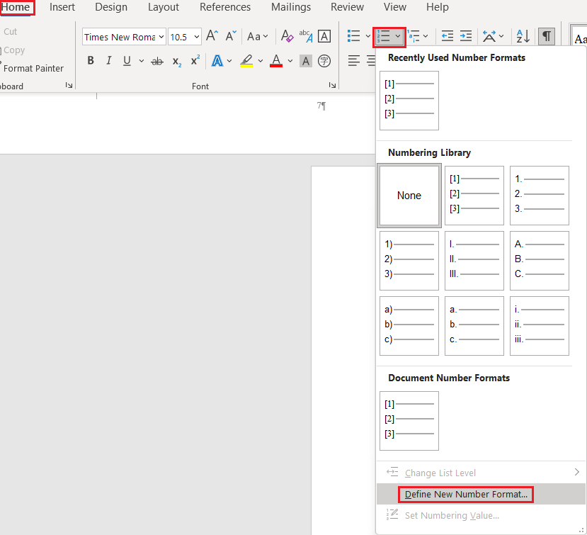 Define reference number list entry point