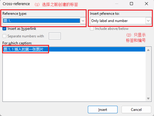 Cross-reference setting
