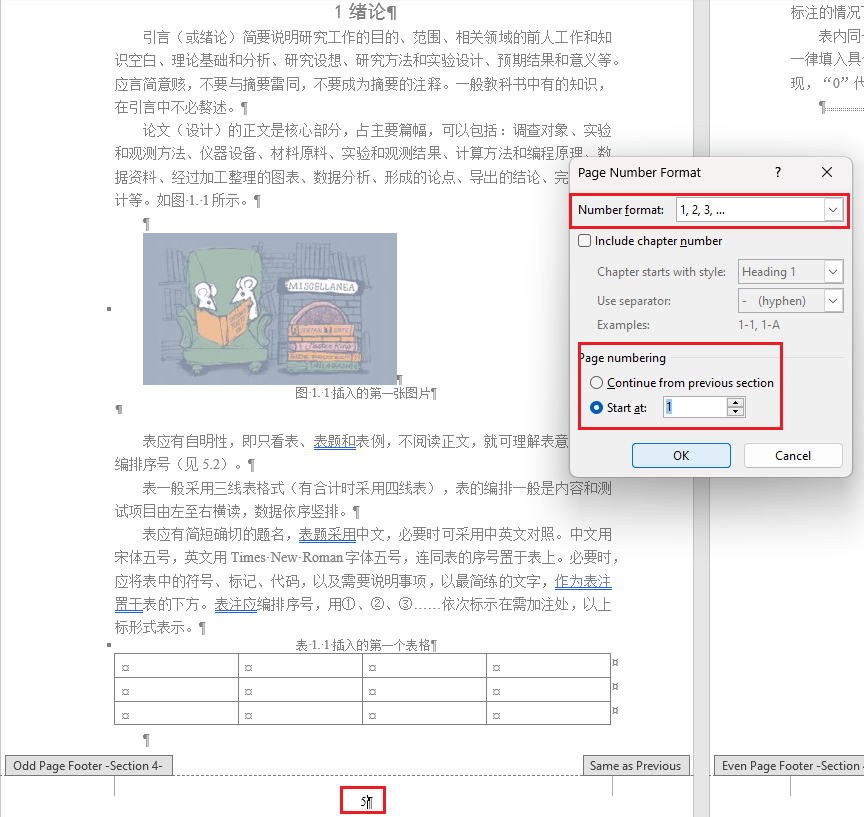 Setting other page number before the text as Roman numerals