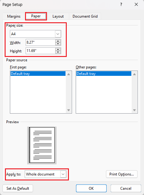 Page size